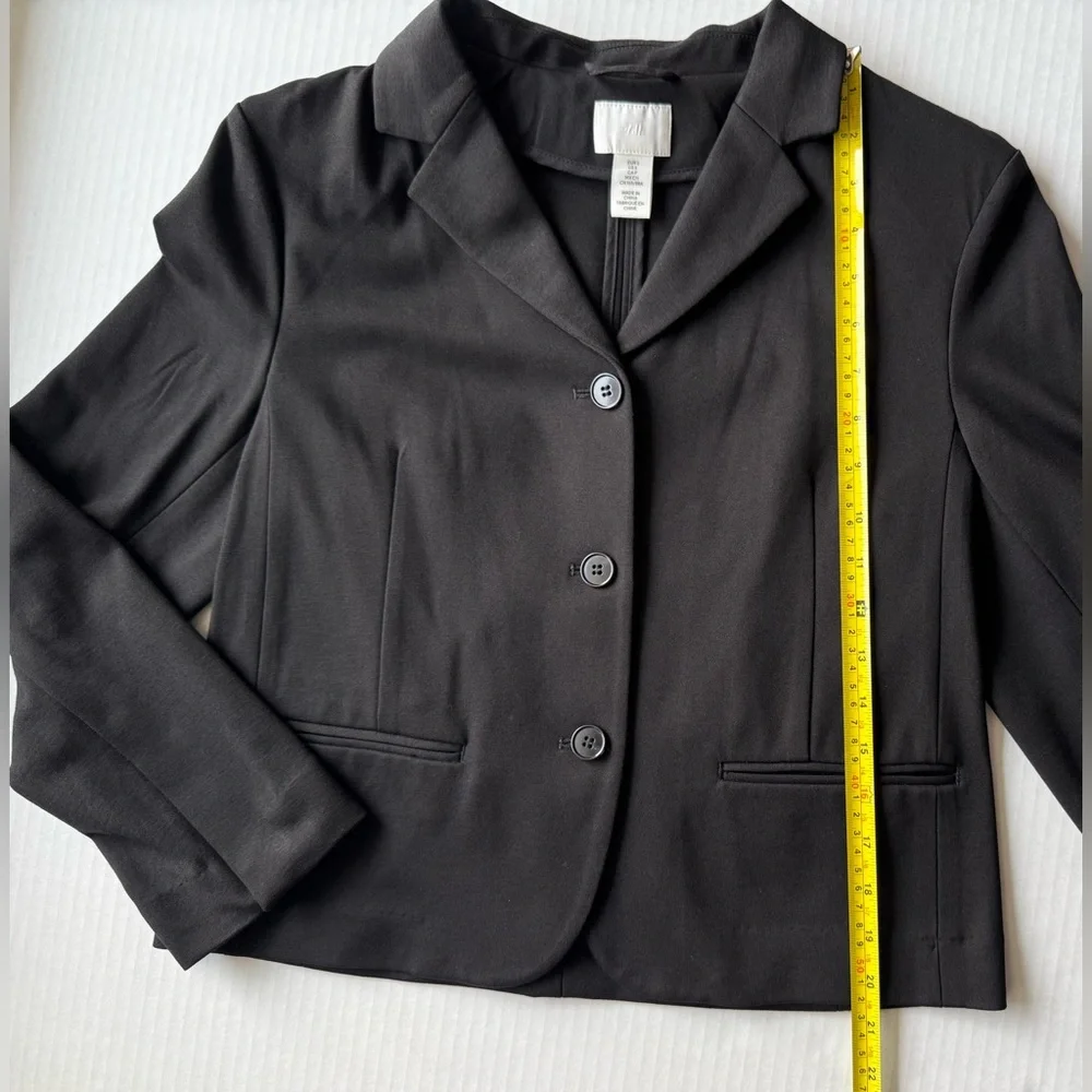 H&M Fitted Jersey Jacket Blazer Size S Black